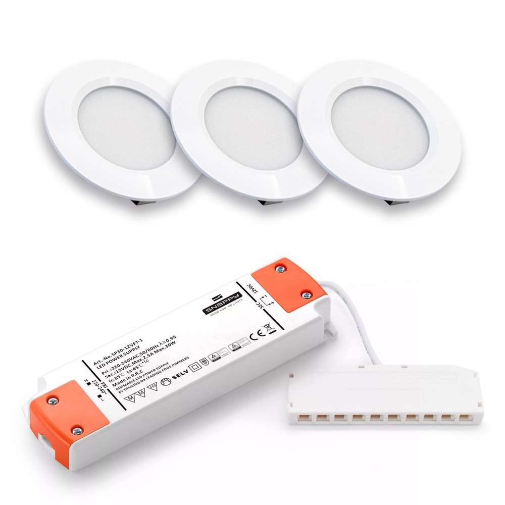 3 Stk. ø6,8cm Reco68 Møbelspot Dæmpbar Mat Hvid, Inkl. Dæmpbar Strømforsyning Dæmpbar : Dæmpbar, Kulør : Neutral fra Ledlife
