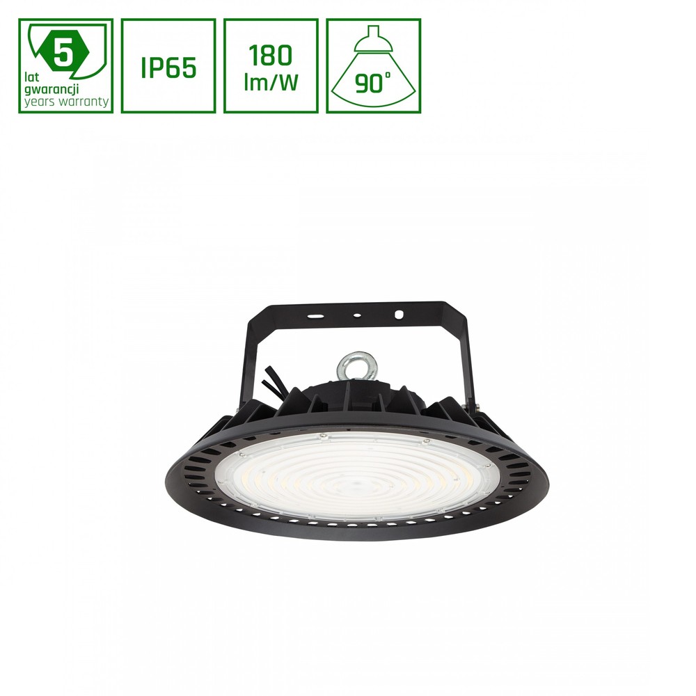 200w Led High Bay, 180lm W Dali Dæmpbar, 90 Grader, Ip65, Ik08, Sort Kabinet Dæmpbar : Dali Dæmpbar, Kulør : Neutral fra Spectrum