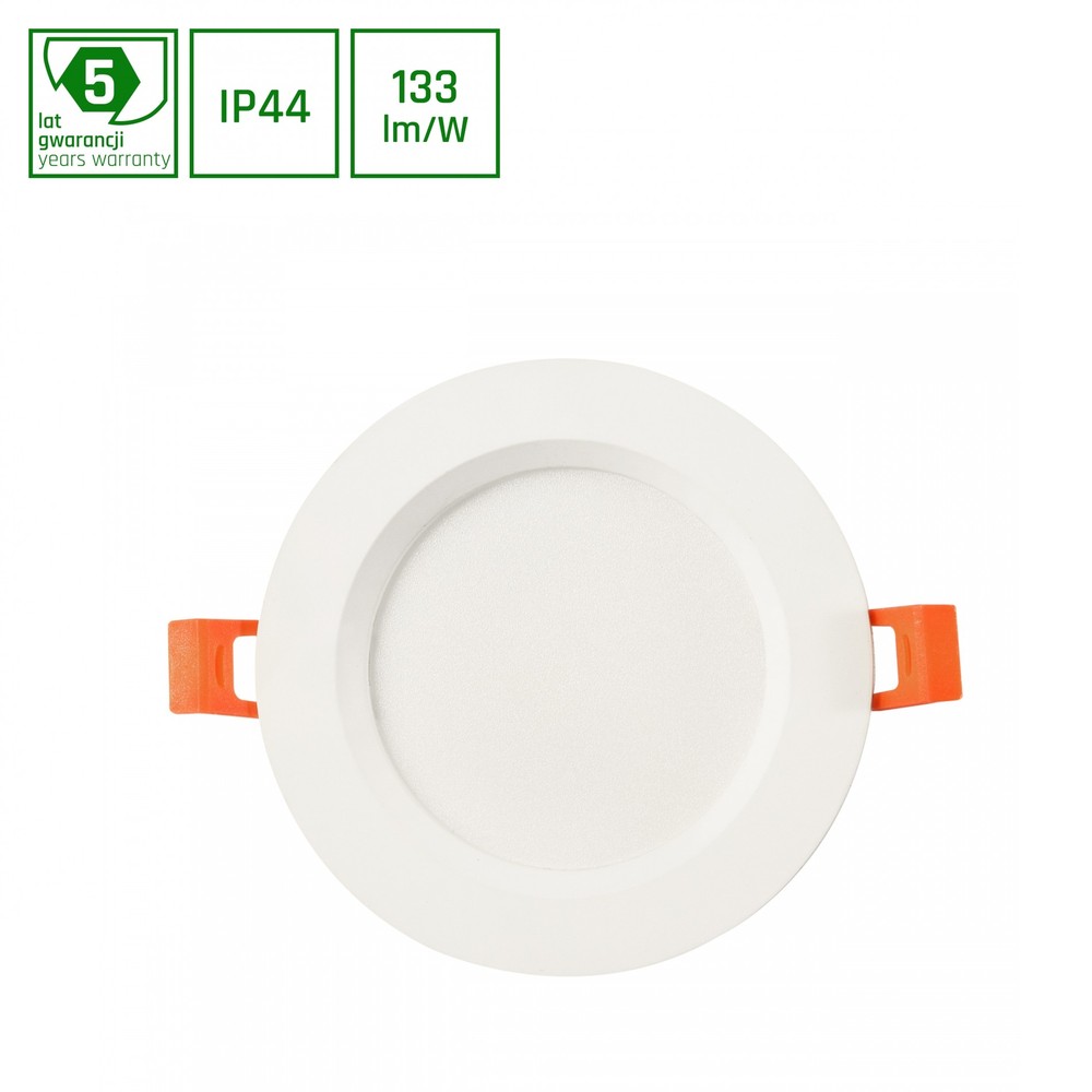 12w ø14cm Dure 3 Max Indbygningspanel   133lm W, Ip44 Vådrum, Hvid, Hul: ø11cm, 5 års Garanti   Dæmpbar : Ikke Dæmpbar, Kulør : Varm fra Spectrum