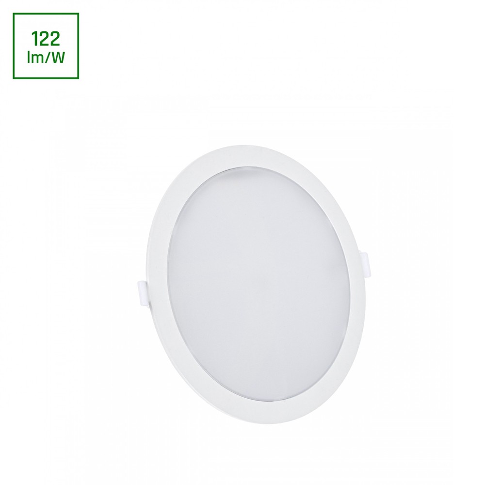 18w ø22cm Algine 2 I 1 Indbygningspanel   122lm W, 4000k, Hvid Kant, Rund, Til Indbygning Eller Påbygning   Dæmpbar : Ikke Dæmpbar, Kulør : Neutral fra Spectrum