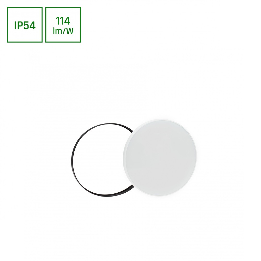 18w Nymphea Led Loftlampe Med Sensor   Ip54, 3 I 1 Cct, Sort Hvid Ring, Indbygget Sensor   Dæmpbar : Ikke Dæmpbar, Kulør : Kold fra Spectrum