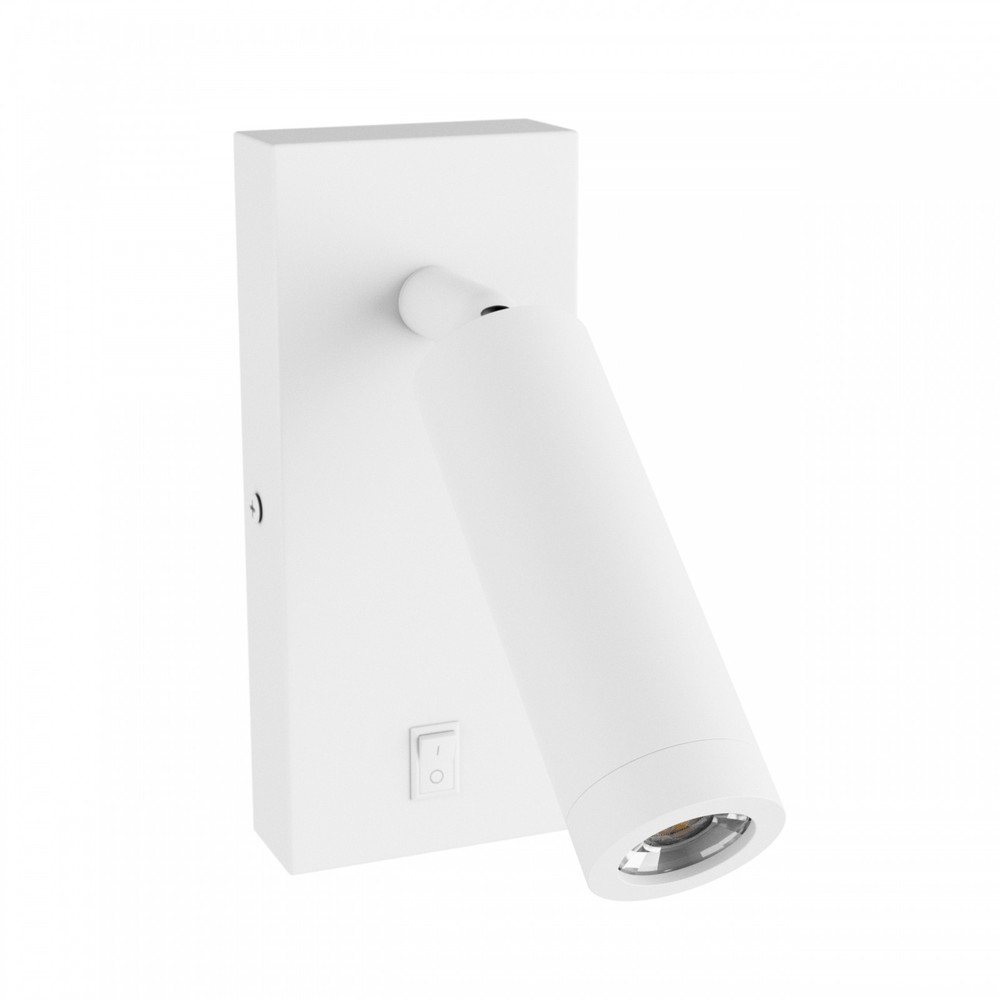 Mini Gu10 Slim Væglampe Med Afbryder, ø3,8x9,5 Cm, Hvid, Rund, Uden Lyskilde fra Spectrum