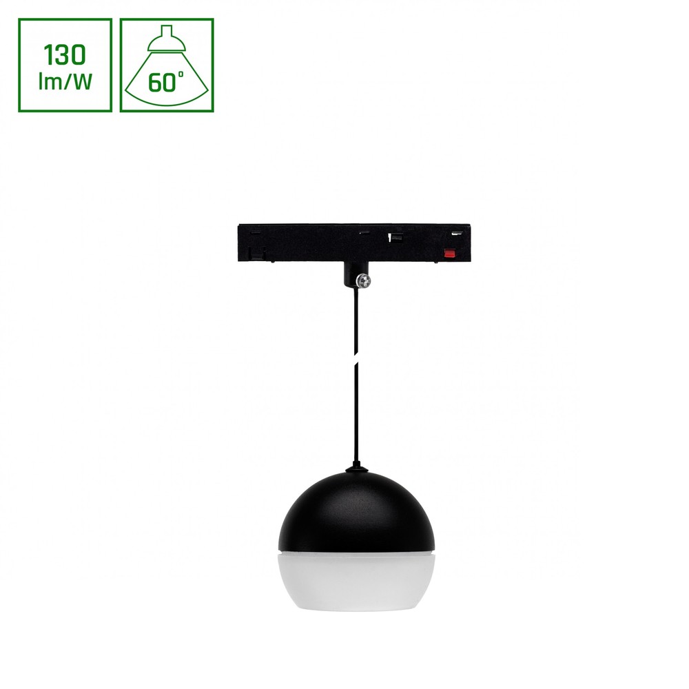 10 12w System Shift Basic Globe Ring Skinnespot, 48v 1200lm, 3000k, 35 Grader, 48v Dc Dæmpbar : Ikke Dæmpbar, Kulør : Varm fra Spectrum