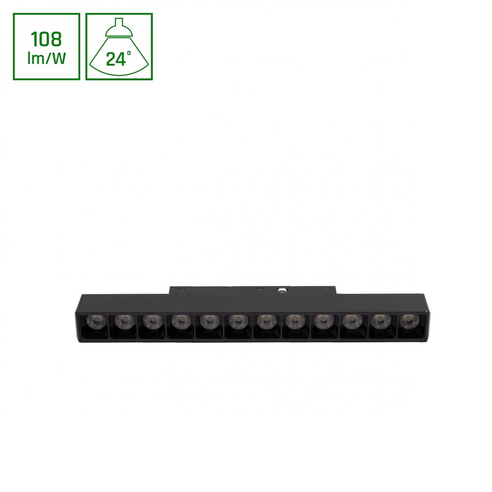 12w Shift Basic Lineær Lamp 3000k, Sort, Gitter S, 22cm Dæmpbar : Ikke Dæmpbar, Kulør : Varm fra Spectrum