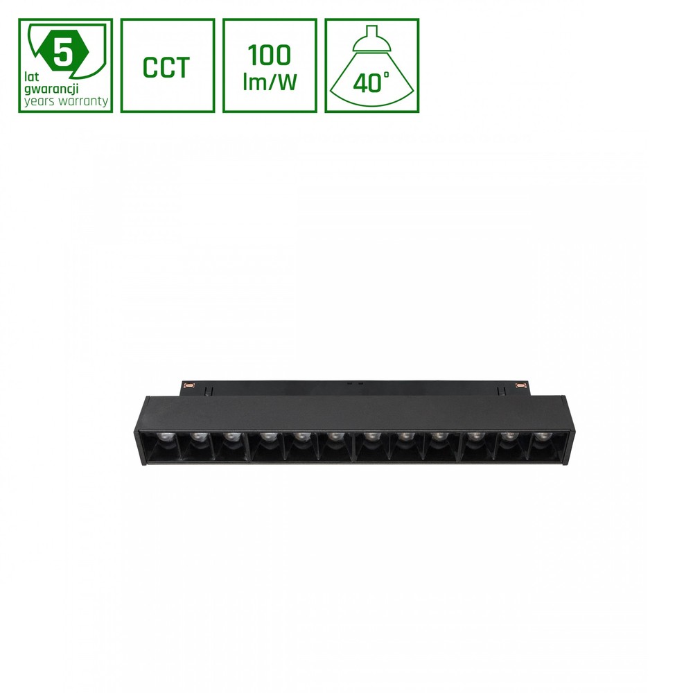 12w Shift Smart Grid S Skinne Lys 20,4cm   35°, Sort, Cct Dim, Zigbee   Dæmpbar : Via Smart Home, Kulør : Cct (varm Til Kold Hvid) fra Spectrum