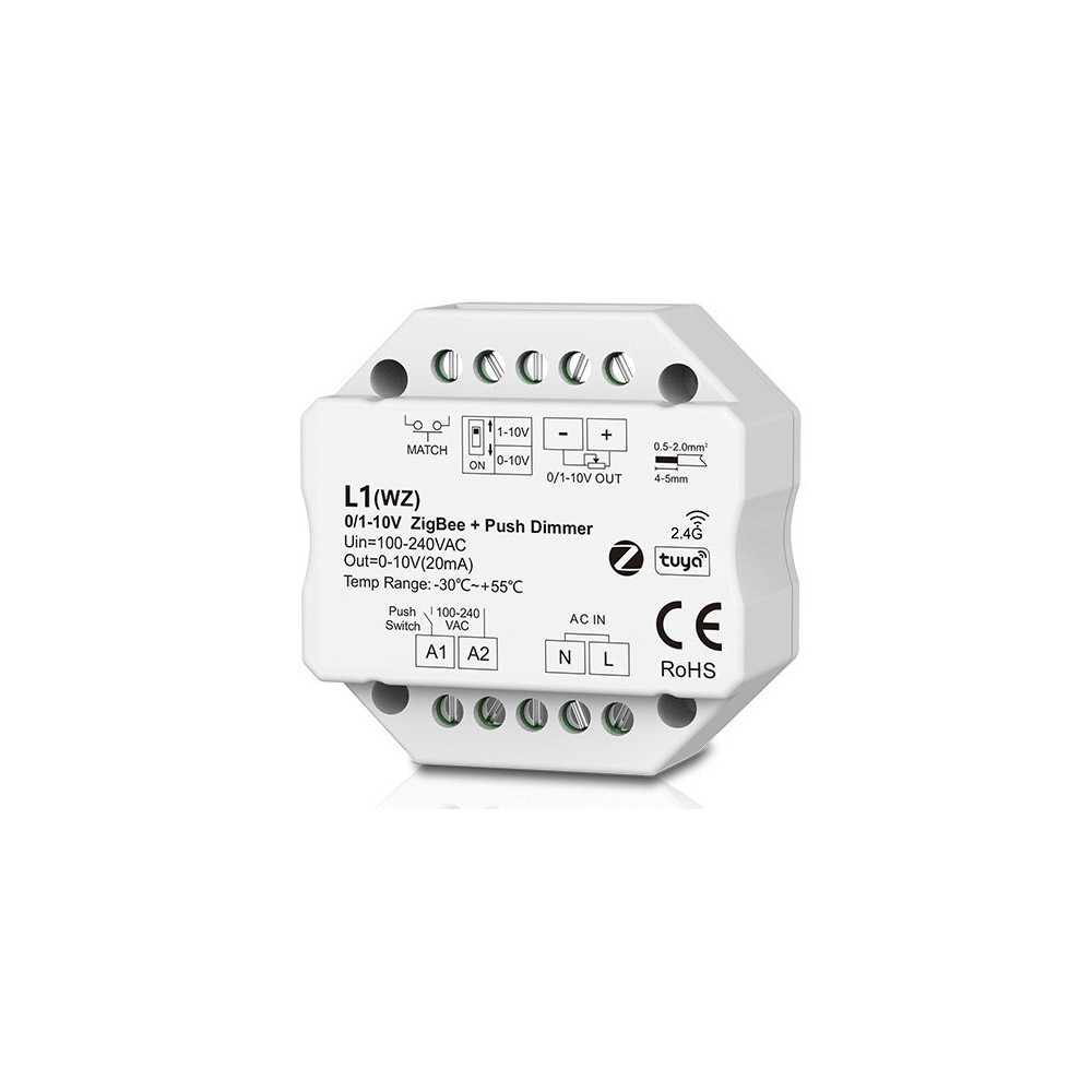 Rwave 1 10v Zigbee Indbygningsdæmper   Hue Kompatibel, Rf, Push Dim, Led Dæmper, Til Indbygning fra Ledlife