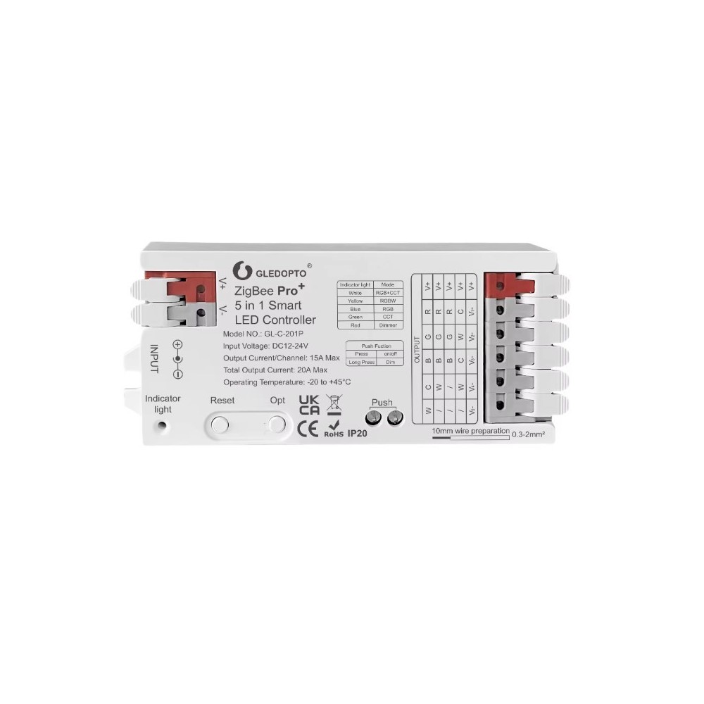 Pro 5i1 Zigbee Strip Controller   Hue Kompatibel, 12v 24v, Rgb+cct fra Gledopto