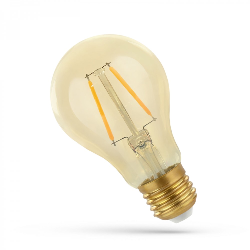 E27 4,9w Led Pære A60, Kultråd, Rav Farvet Glas, Ekstra Varm Dæmpbar : Ikke Dæmpbar, Kulør : Ekstra Varm fra Spectrum