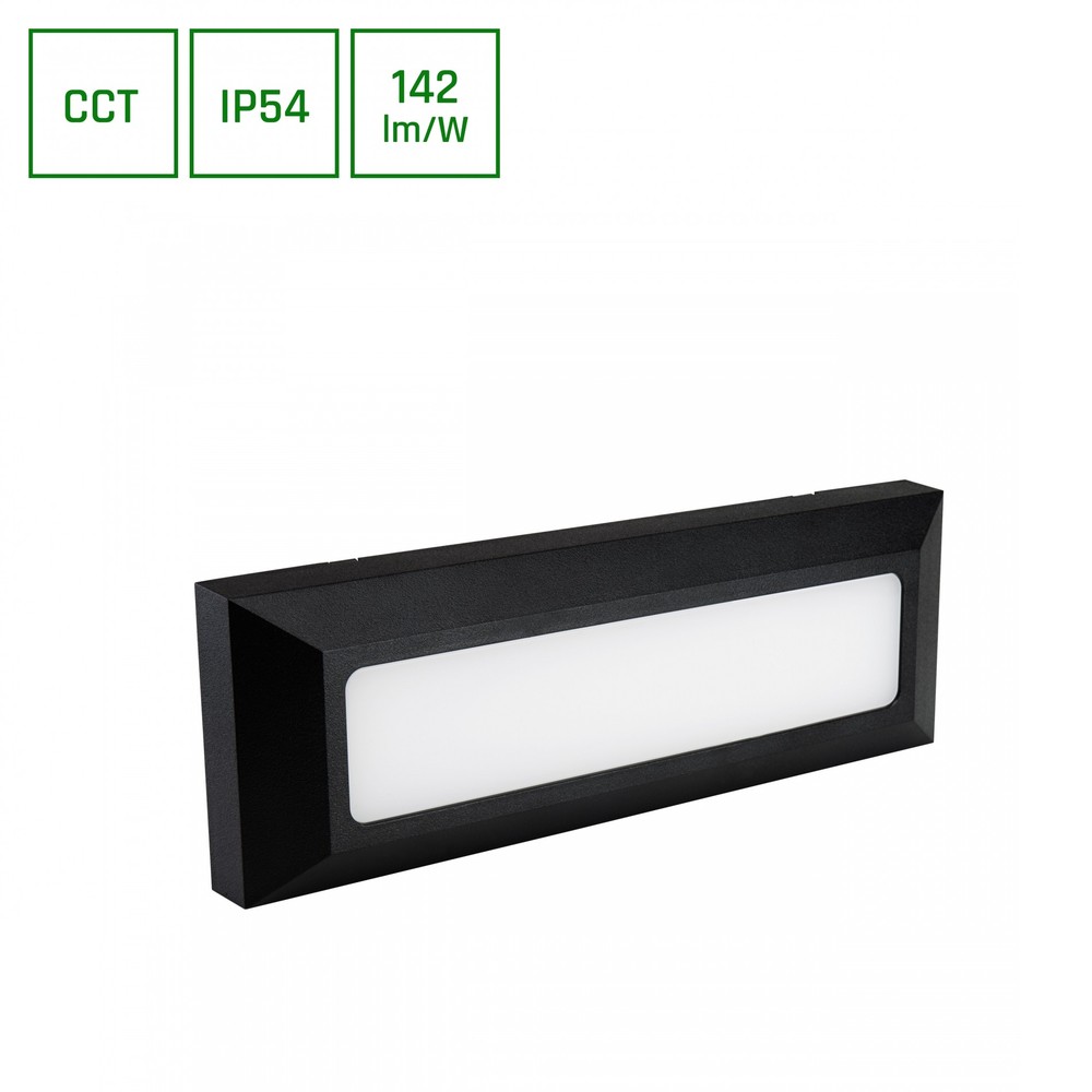 6w Encanta Cct Led Facadelampe 142lm W, Ip54, Sort, 3 I 1 Cct, Udendørs Væglampe Dæmpbar : Ikke Dæmpbar, Kulør : Cct (varm Til Kold Hvid) fra Spectrum