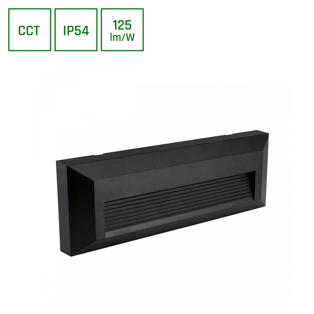 6w Encanta Asymmetric Cct Væglampe Ip54, Sort, 750lm, 3 Lyskulører, Facade Udendørs Dæmpbar : Ikke Dæmpbar, Kulør : Cct (varm Til Kold Hvid) fra Spectrum