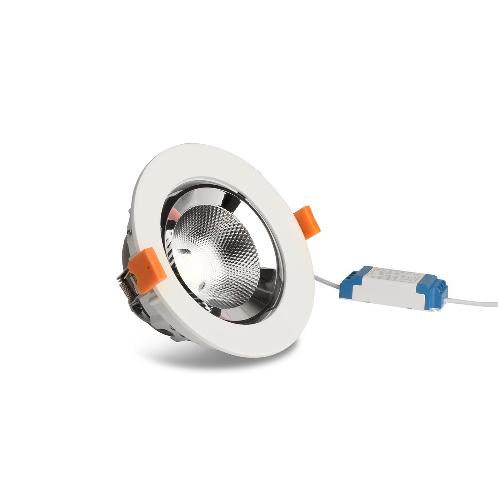 10w ø14cm Downlight Hul: ø13 Cm, Mål: ø14 Cm, 800lm, Justerbar Vinkel Dæmpbar : Ikke Dæmpbar, Kulør : Varm fra Ledlife