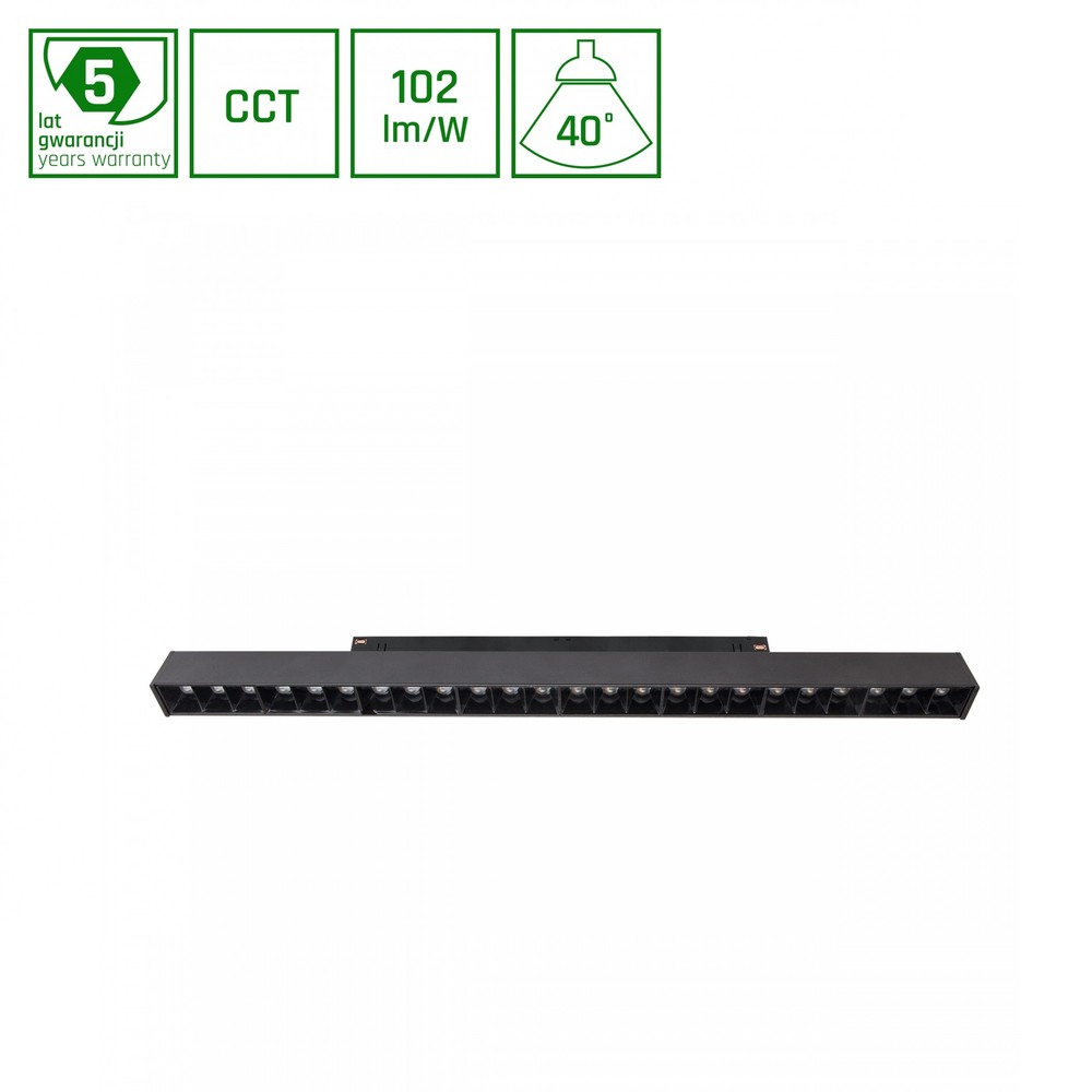 22w Smart Grid S Led Skinnespot Til System Shift Cct, 2250lm, 102lm W, 44cm, Sort Skinnesystem Kulør : Cct (varm Til Kold Hvid) fra Spectrum