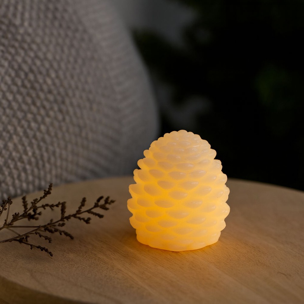 Led Kogle Lys, Blinkende Flammeeffekt, Hvid Højde 8cm, ø6cm, ægte Stearin fra Ledlife