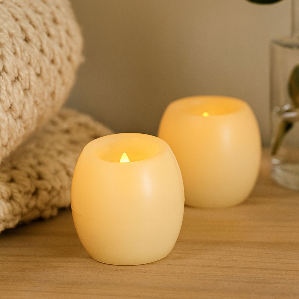 2 Pak Led Kugle Stearinlys, Flammeeffekt   ø5cm, 6cm Høj, ægte Stearin fra Ledlife