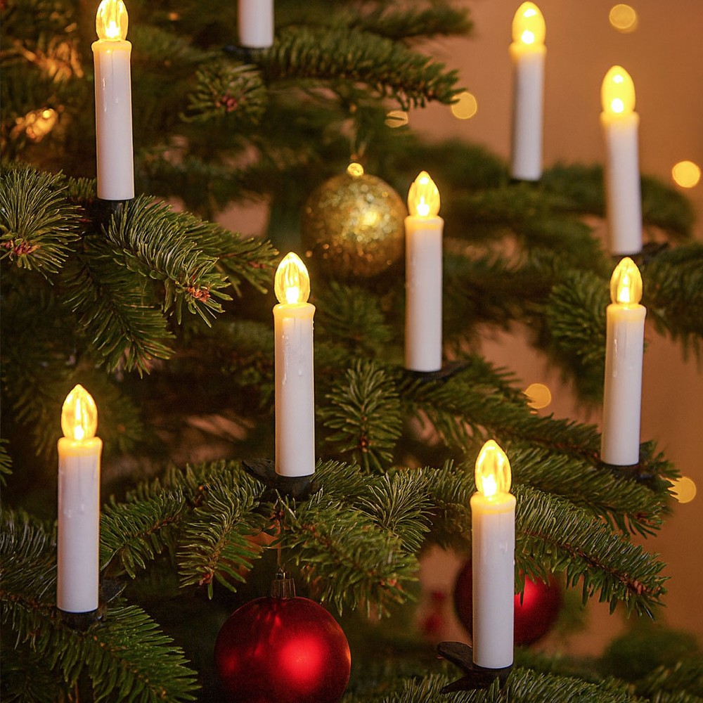 10 Pak Led Julelys Inkl. Fjernbetjening   Batteri, Timerfunktion, Trådløs, Holder Til Juletræ fra Ledlife