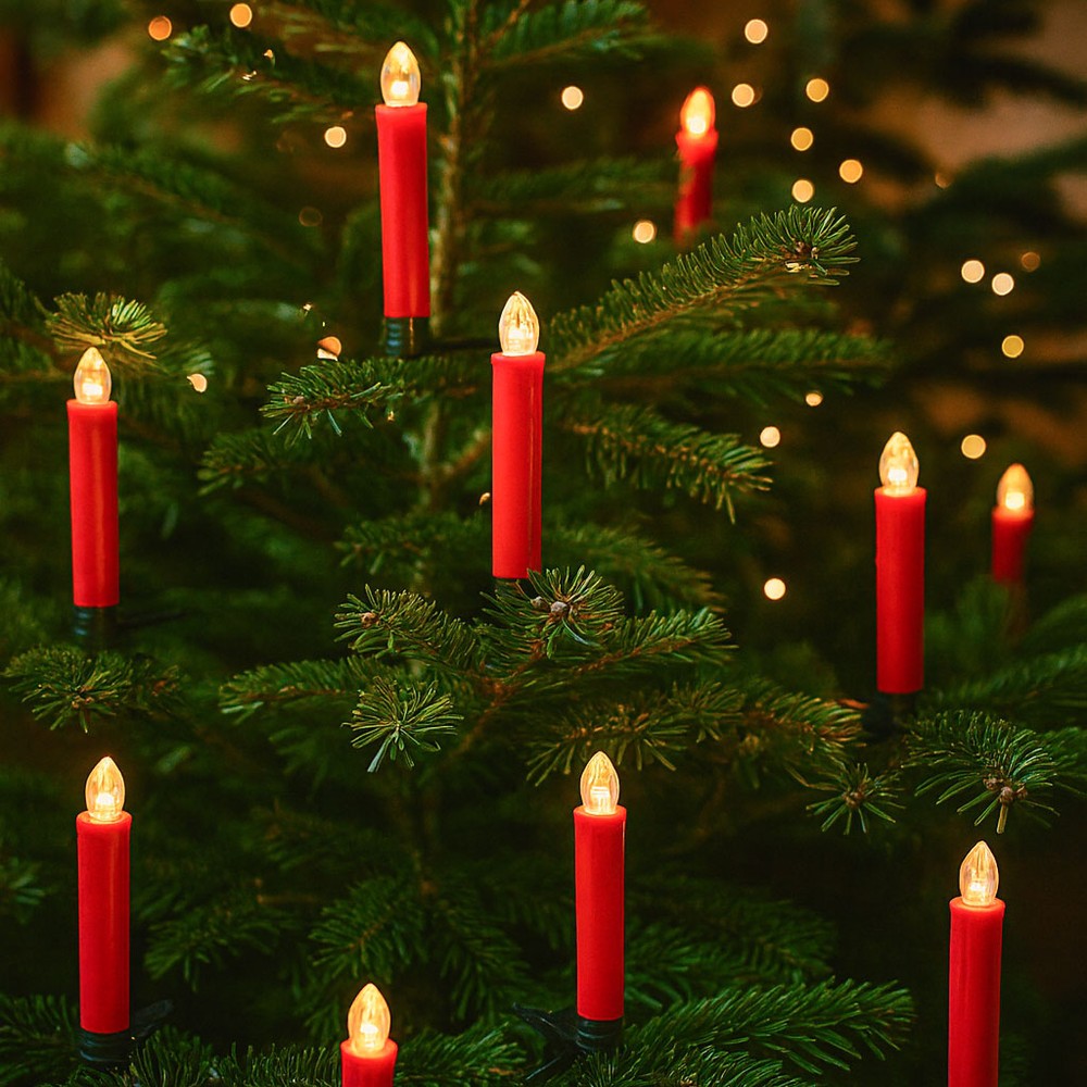 10 Pak Led Julelys Inkl. Fjernbetjening   Batteri, Timerfunktion, Trådløs, Holder Til Juletræ fra Ledlife
