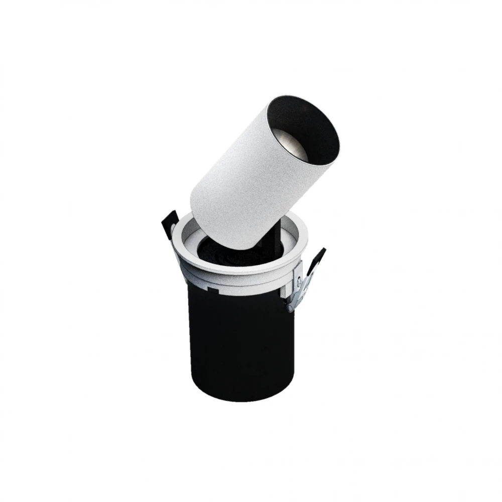 Ind Ude Model S Nedsænket Downlight, Justerbar Forlængelse Og Retning Uden Lyskilde 6w 36° 72x100 Mm, Hvid fra Spectrum