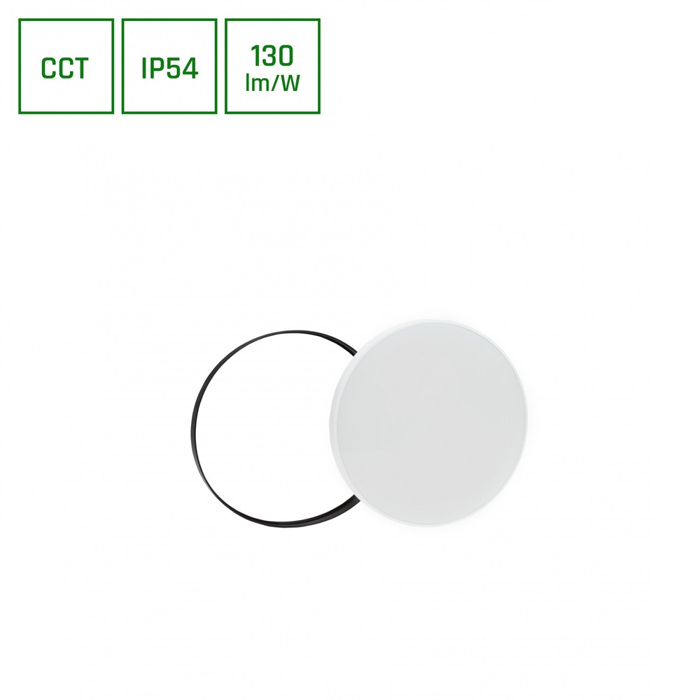 18w Nymphea Black & White Loftlampe ø25cm, Ip54, Cct, 130lm W, Sort Hvid Kant Dæmpbar : Ikke Dæmpbar, Kulør : Cct (varm Til Kold Hvid) fra Spectrum