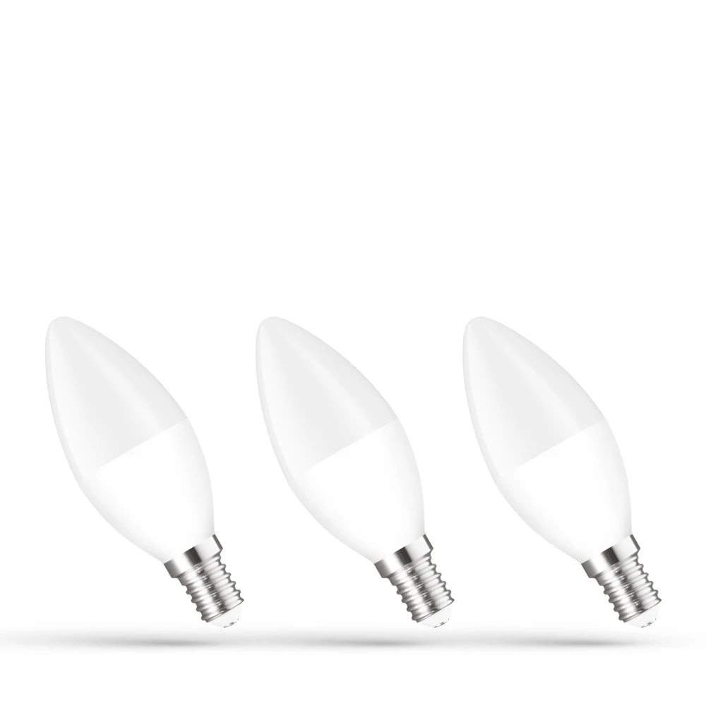 3 Stk. E14 6w Led Kertepære C37, Varm Hvid, 3000k Dæmpbar : Ikke Dæmpbar, Kulør : Varm fra Spectrum