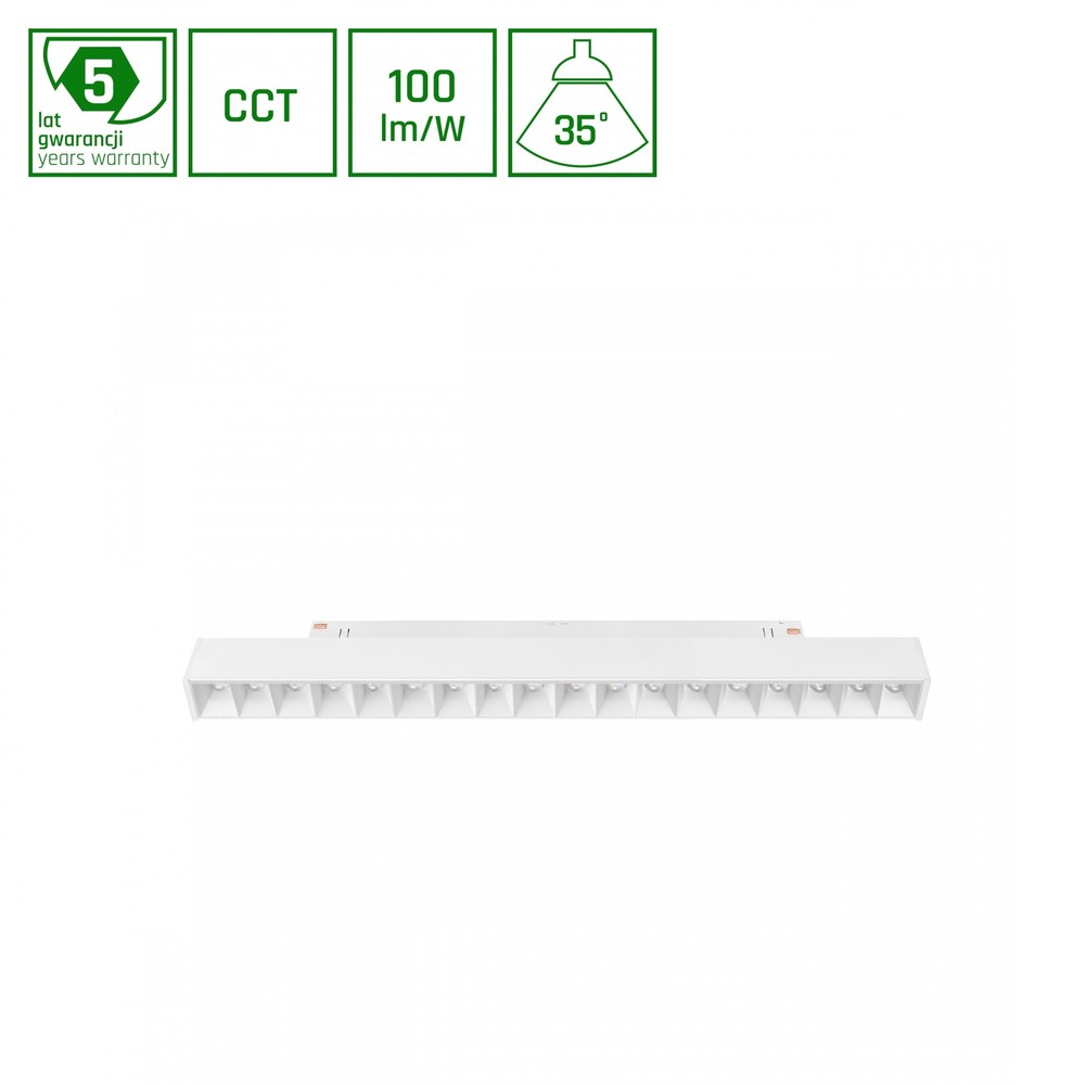 Shift Cct Grid M Skinne Lys 17w 330x23x42mm, 40°, Hvid, Cct Switch Dæmpbar : Ikke Dæmpbar, Kulør : Cct (varm Til Kold Hvid) fra Spectrum