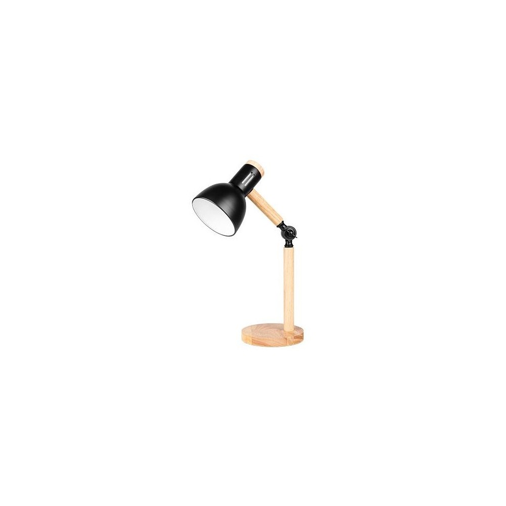 Bordlampe I Sort Metal Og Træ   1,5 Meter Ledning, E27 Fatning, Uden Lyskilde fra V-tac
