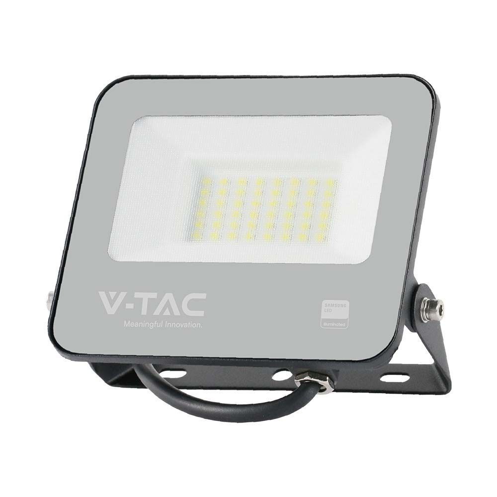 30w Led Projektør 135lm W, Samsung Led Chip, Arbejdslampe, 1m Ledning, Udendørs Dæmpbar : Ikke Dæmpbar, Farve På Hus : Sort, Kulør : Kold fra V-tac