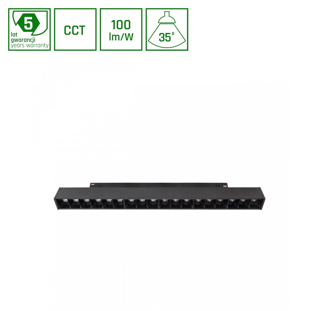 17w System Shift Magnetisk Skinnespot, 48v Cct, 100lm W, 2700 4000k, 5 års Garanti Dæmpbar : Ikke Dæmpbar, Kulør : Cct (varm Til Kold Hvid) fra Spectrum
