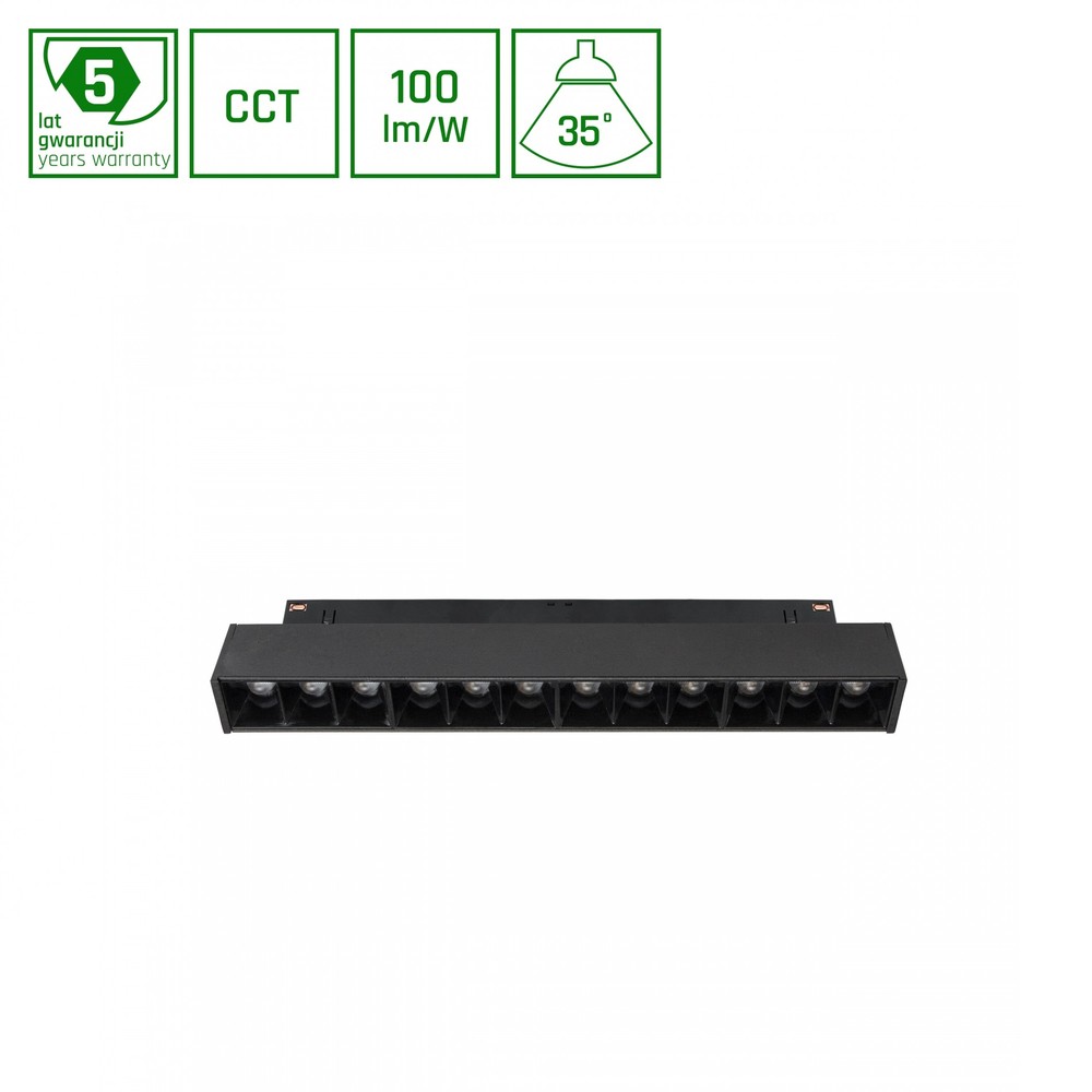 12w Grid S System Shift Skinnespot, Ra90 48v, Cct, 35°, Sort, 5 års Garanti Dæmpbar : Ikke Dæmpbar, Kulør : Cct (varm Til Kold Hvid) fra Spectrum