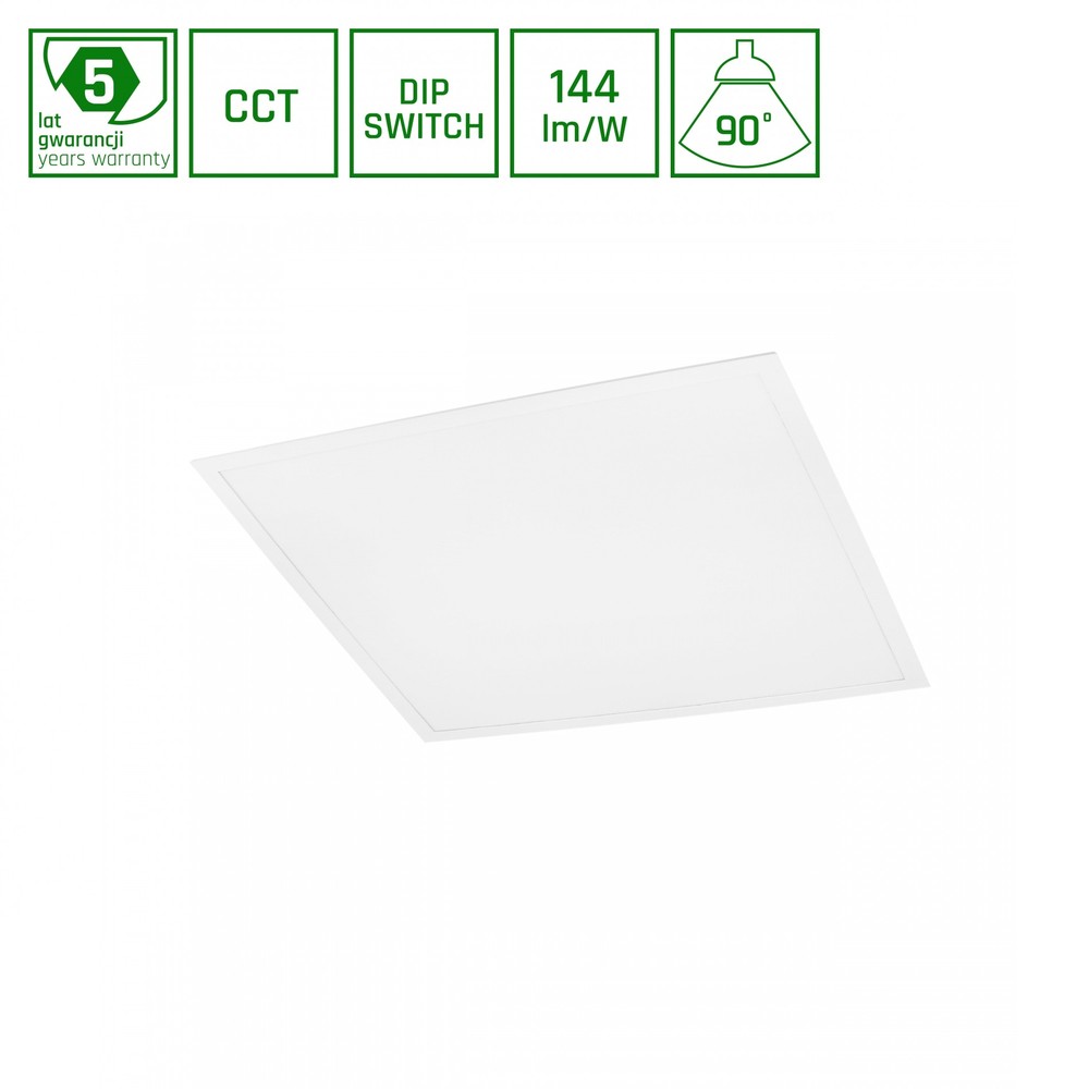 62x62 Led Panel, 25 40 45w Justerbar Watt Og Cct, 144lm W, Ugr19, 5 års Garanti Dæmpbar : Ikke Dæmpbar, Kulør : Cct (varm Til Kold Hvid) fra Spectrum