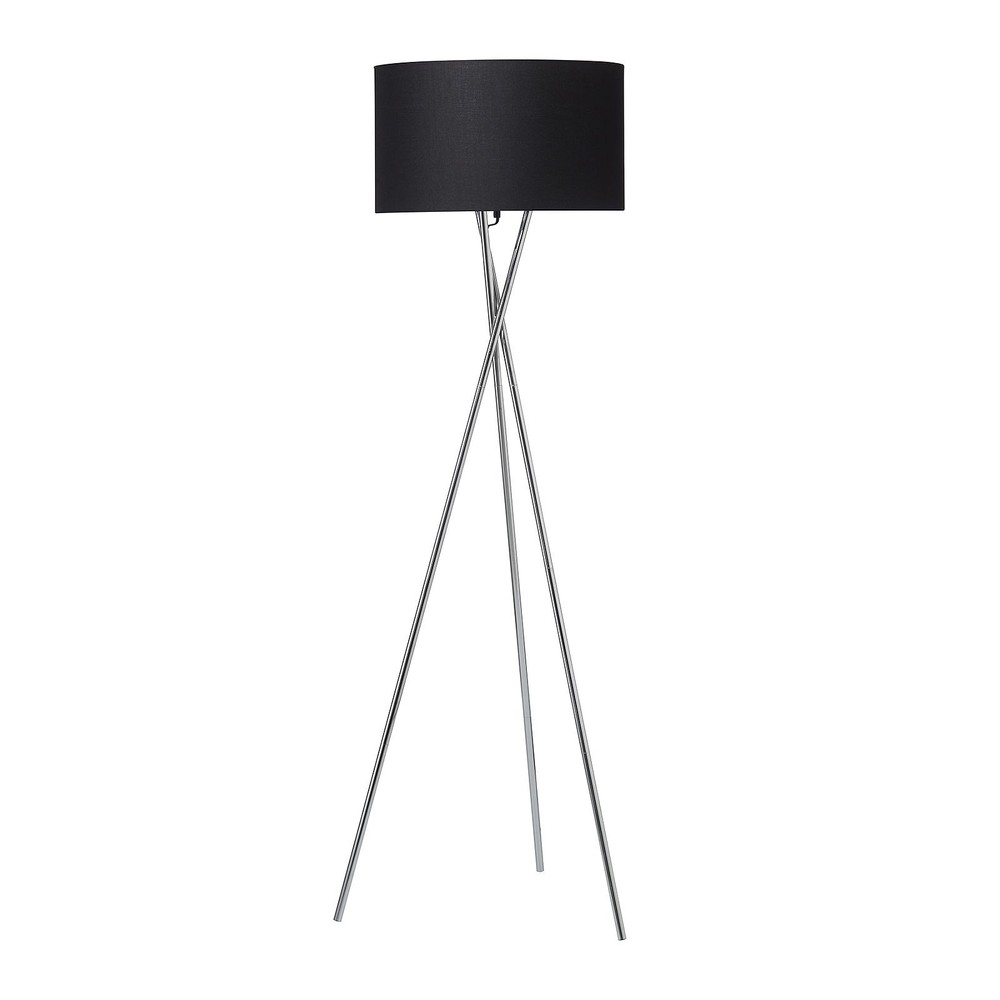 Uptown Gulvlampe E27 I Krom Med Sort Lampeskærm     fra Nielsen Light