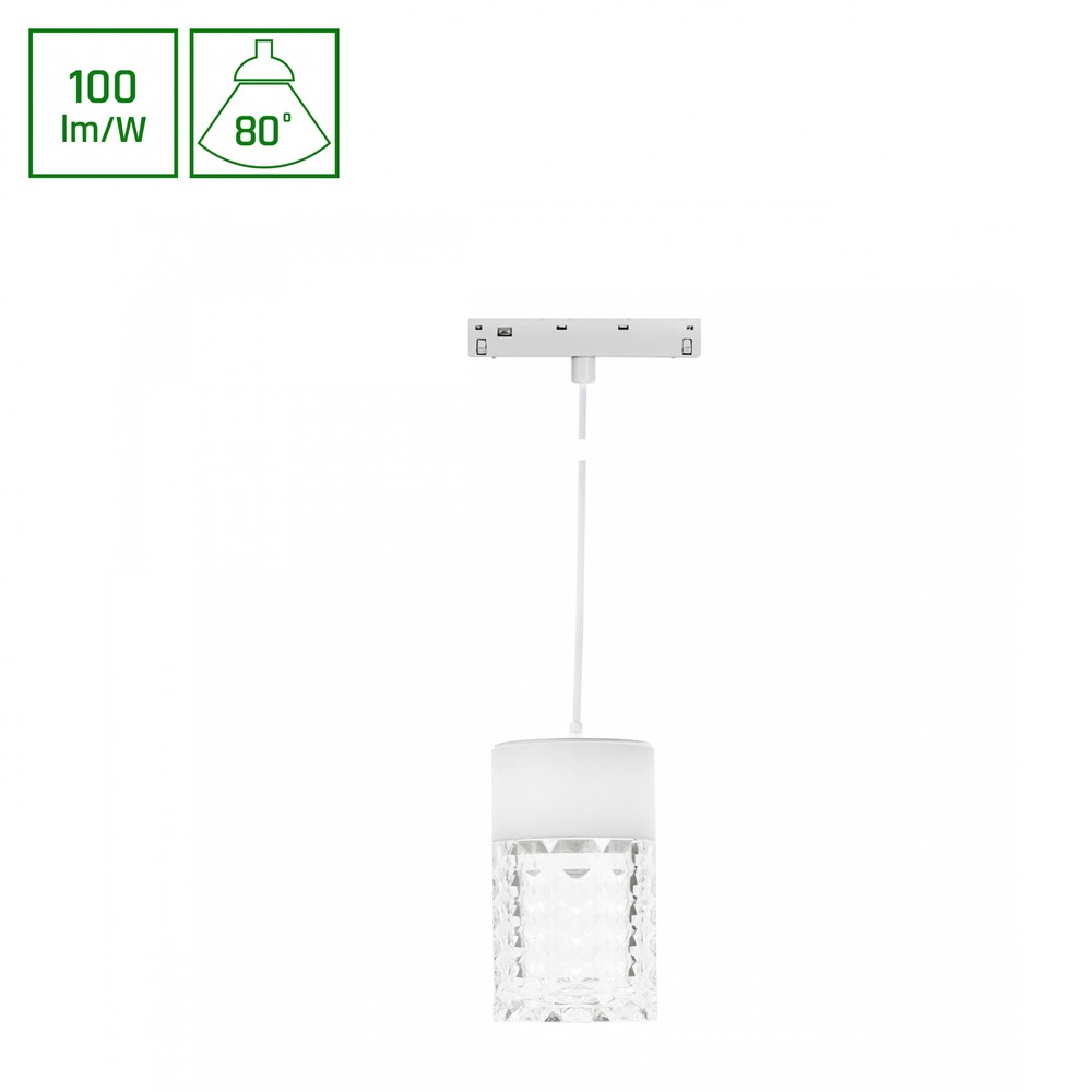 Shift Basic Hangit Krystal Luminaire, Nedhængt, 55x110mm (1100mm Wire), 7w, 4000k, Hvid Dæmpbar : Ikke Dæmpbar, Kulør : Neutral fra Spectrum