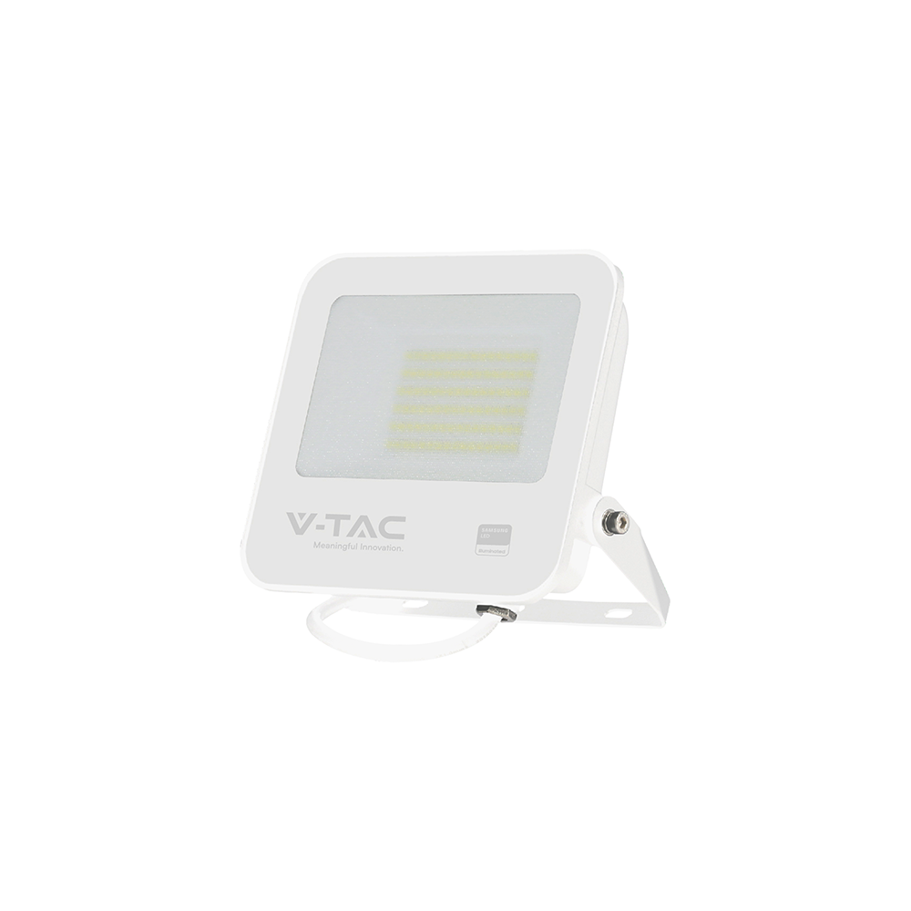 50w Led Projektør Ip65, Hvid, Arbejdslampe, Samsung Chip, 6500k, Grå Matteret Glas Kulør : Kold fra V-tac