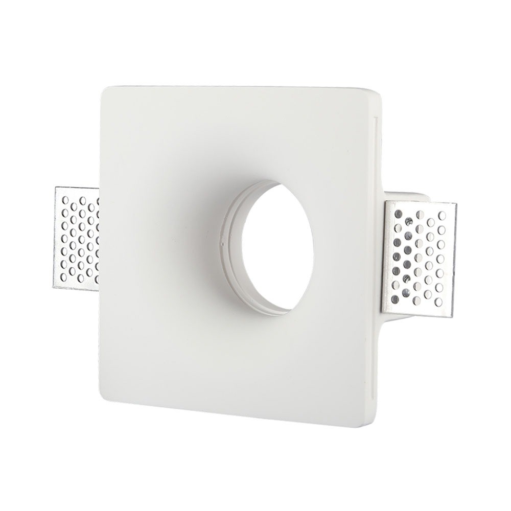 Firkantet Gu10 Gips Indbygningsspot Hvid, 123x123 Mm Hul, Ip20, Uden Lyskilde fra V-tac