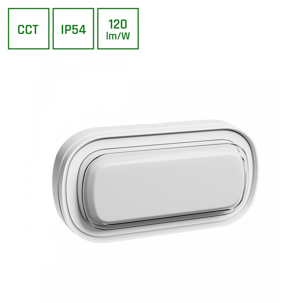 10w Pastilo Cct Led Væg Loftlampe   120lm W, Ip54, Ik10, Oval, Hvid, 3 Cct Switchable   Dæmpbar : Ikke Dæmpbar, Kulør : Cct (varm Til Kold Hvid) fra Spectrum