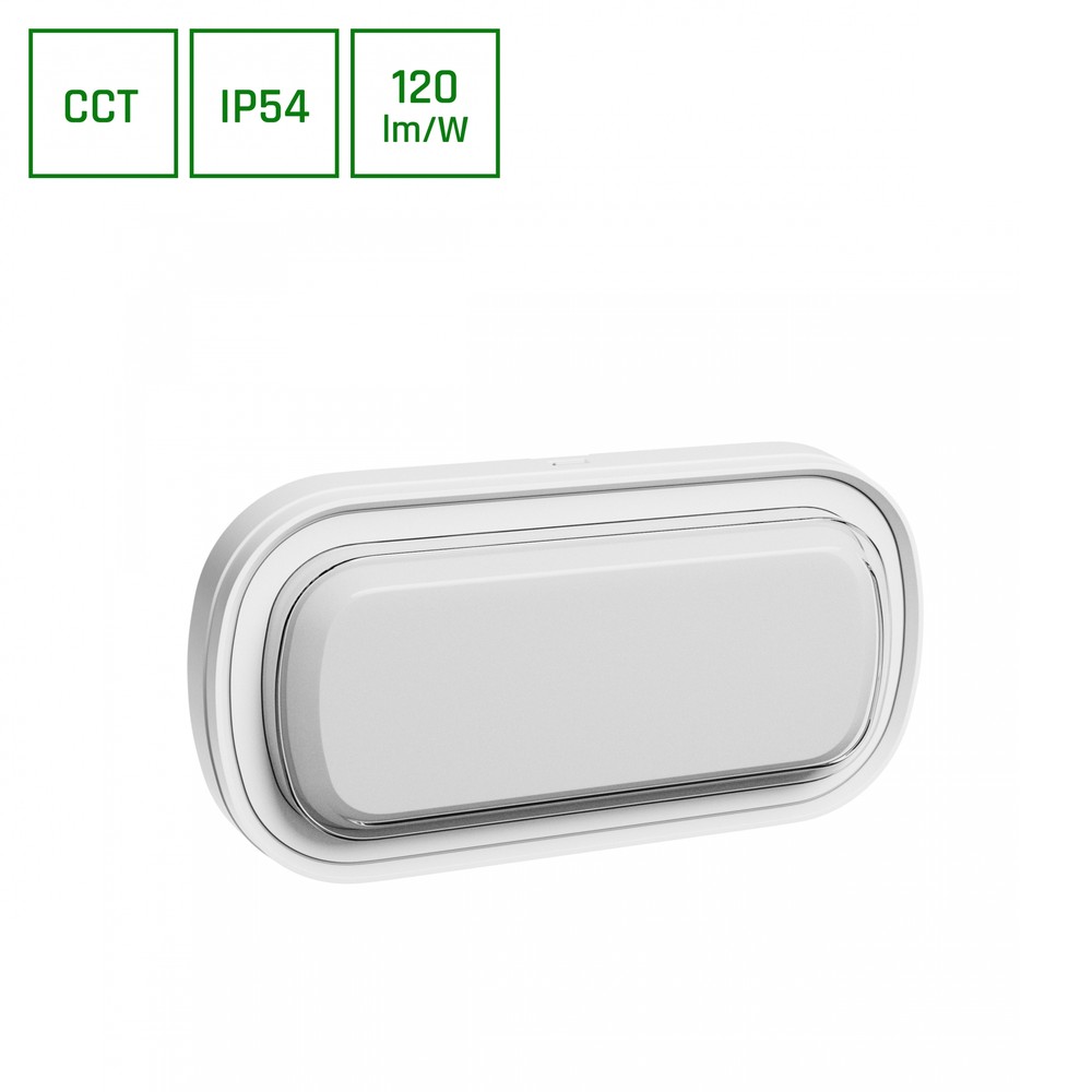 15w Pastilo Oval Led Væglampe Cct 120lm W, Ip54, Ik10, Hvid, 5 års Garanti Dæmpbar : Ikke Dæmpbar, Kulør : Cct (varm Til Kold Hvid) fra Spectrum