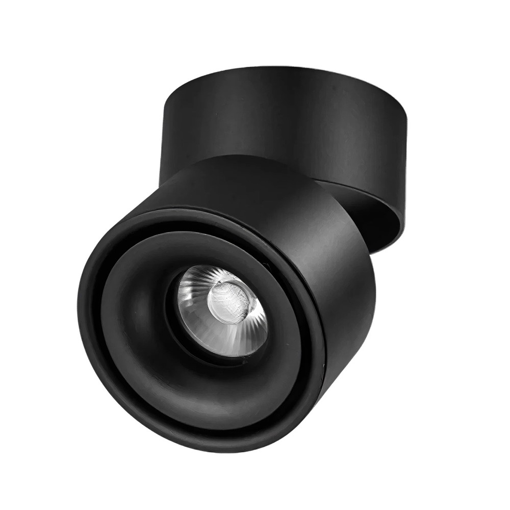 Vero 10w Led Påbygningsspot   Ra98, Dæmpbar, Roterbar   Dæmpbar : Dæmpbar, Farve På Hus : Sort, Kulør : Varm fra Ledlife