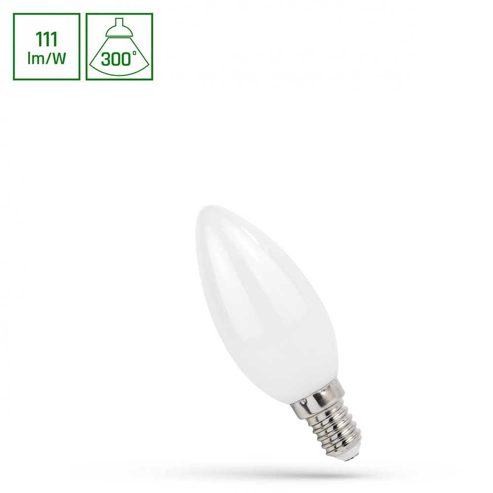 E14 5,5w Led Kertepære C35, Filament Mat Glas, Varm Hvid, 610lm fra Spectrum
