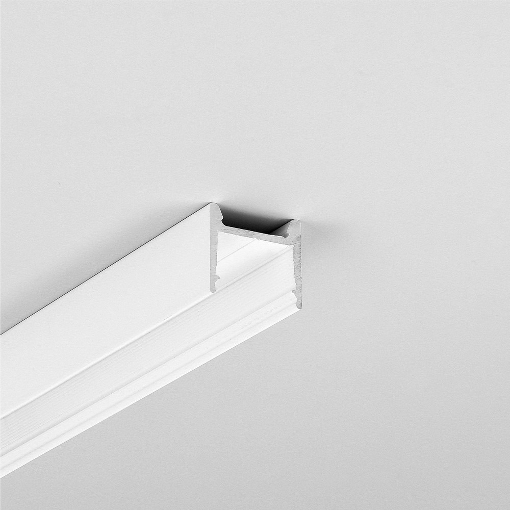 2m Aluprofil Hood14 F U1 Hvid Lakeret, Påbygning, Led Skinne fra Topmet