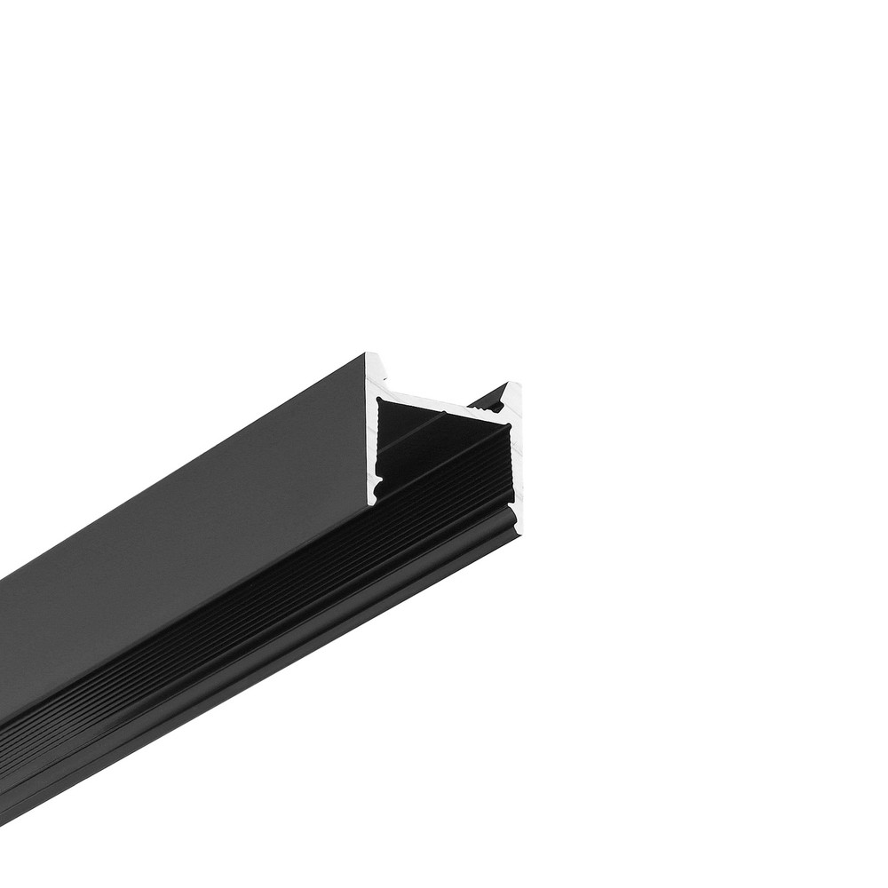 2m Aluprofil Hood14 F U1   Sort Anodiseret, Påbygning, Led Skinne fra Topmet