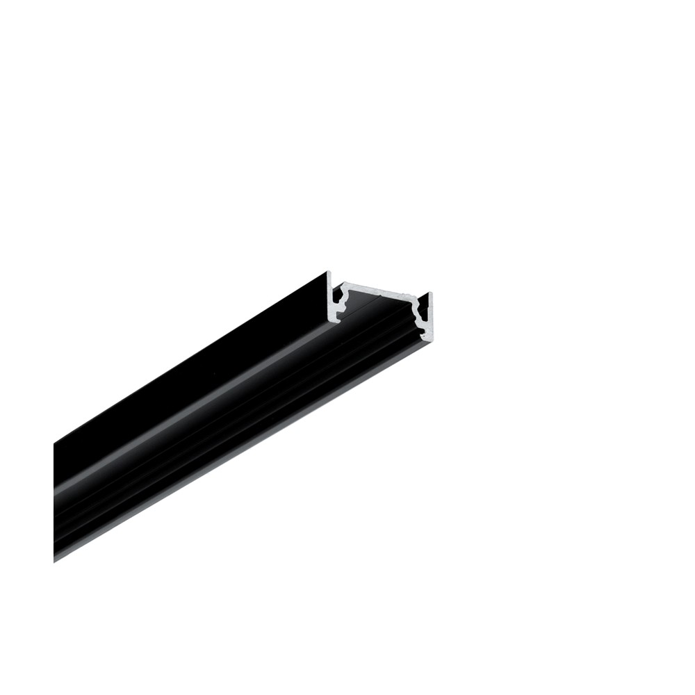 2m Aluprofil Surface10.v2 Bc U   Sort Anodiseret, Påbygning, Led Skinne fra Topmet