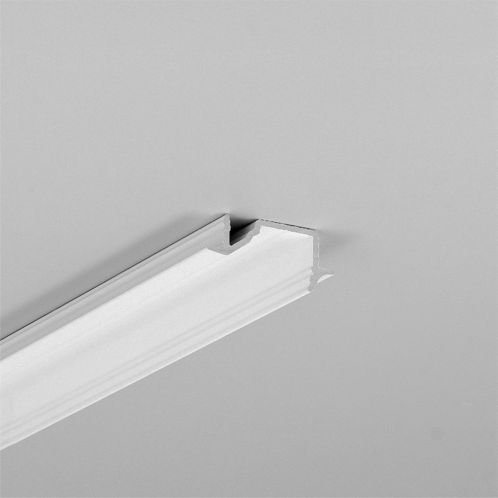 2m Aluprofil Diagonal10 C   Hvid Lakeret, Indbygget, Led Skinne fra Topmet