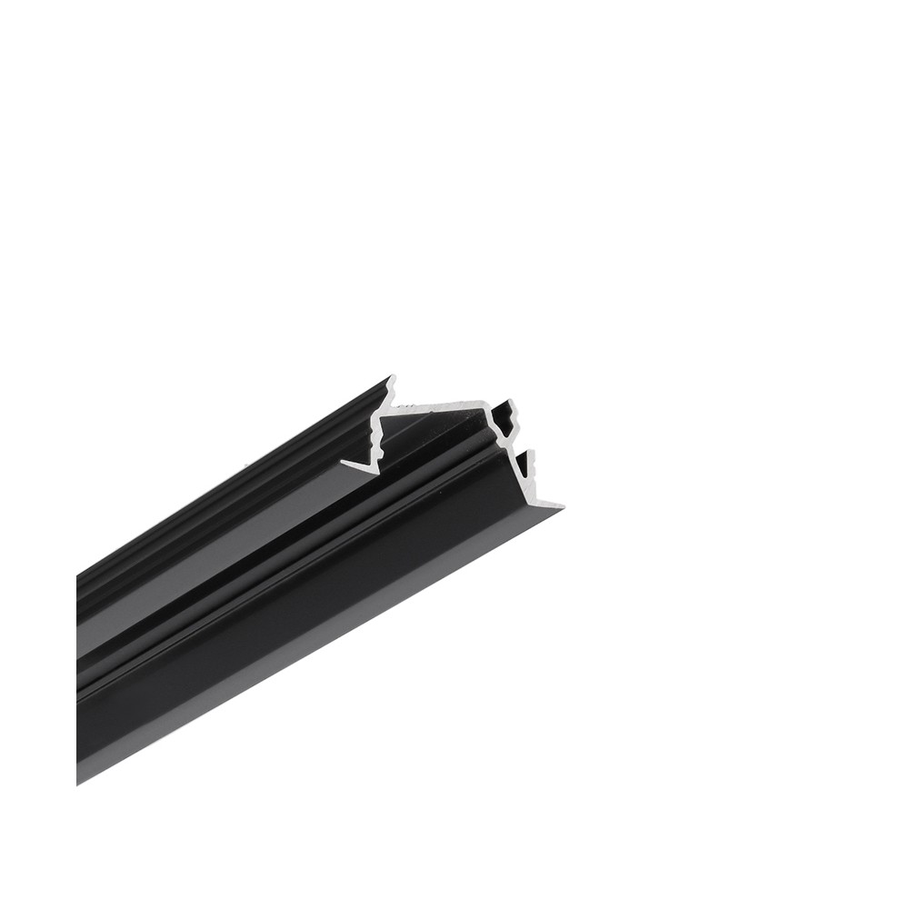 1m Aluprofil Diagonal14 F Ty   Sort Anodiseret, Indbygget, Led Skinne fra Topmet