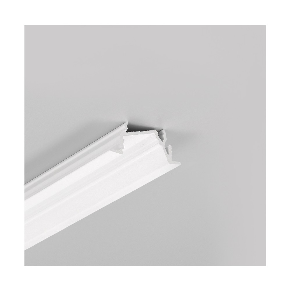 1m Aluprofil Diagonal14 F Ty   Hvid Lakeret, Indbygget, Led Skinne fra Topmet