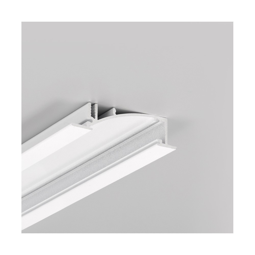 2m Aluprofil Flat8 H Ux Hvid Lakeret, Indbygget, Led Skinne fra Topmet