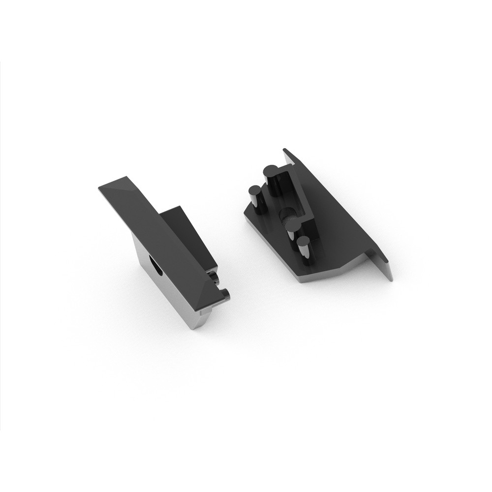 1 Stk. Endestykke Diagonal14   Med Hul, Sort fra Topmet