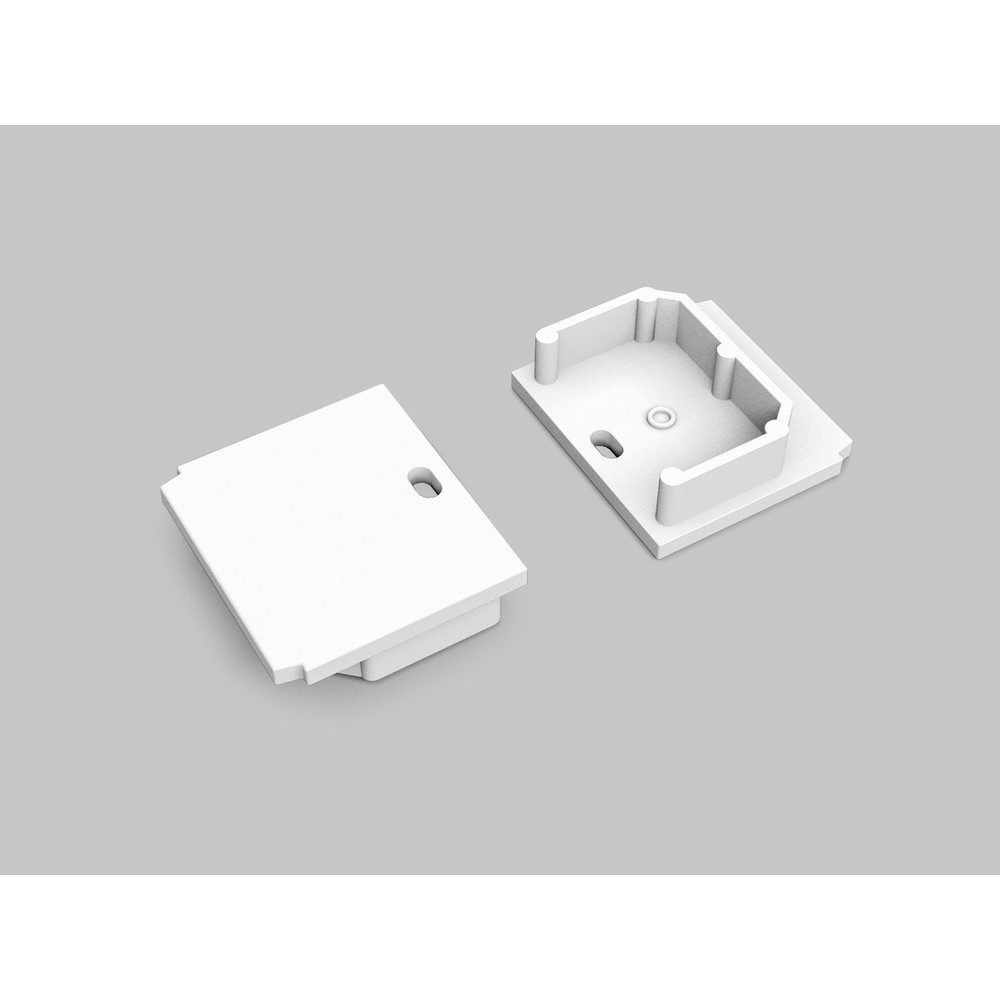 1 Stk. Endestykke Linea In20 Trimless   Med Hul, Hvid fra Topmet