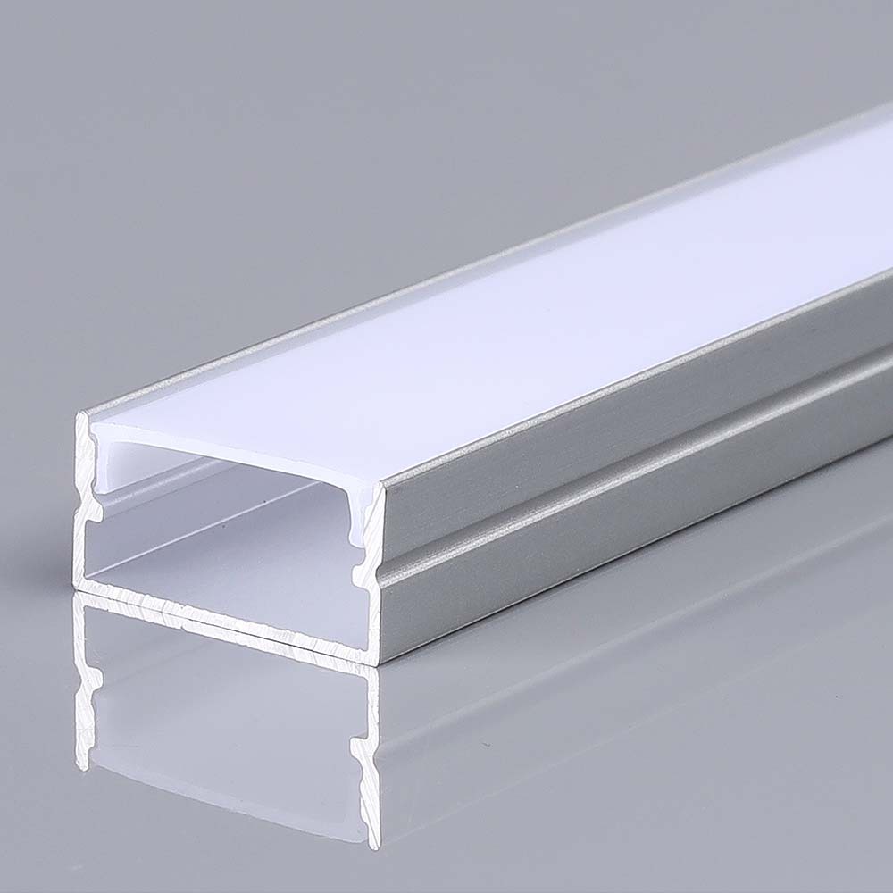 2m Alu Profil Til Led Strips, Sølv 20x10mm, Inkl. Satin Cover, Overflademonteret fra V-tac