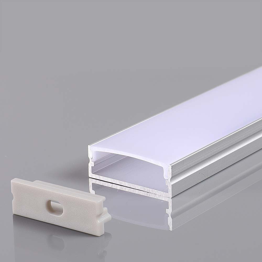 2m Alu Profil Til Led Strips Sølv, 30x10mm, Inkl. Satin Cover, Til Overflademontering fra V-tac