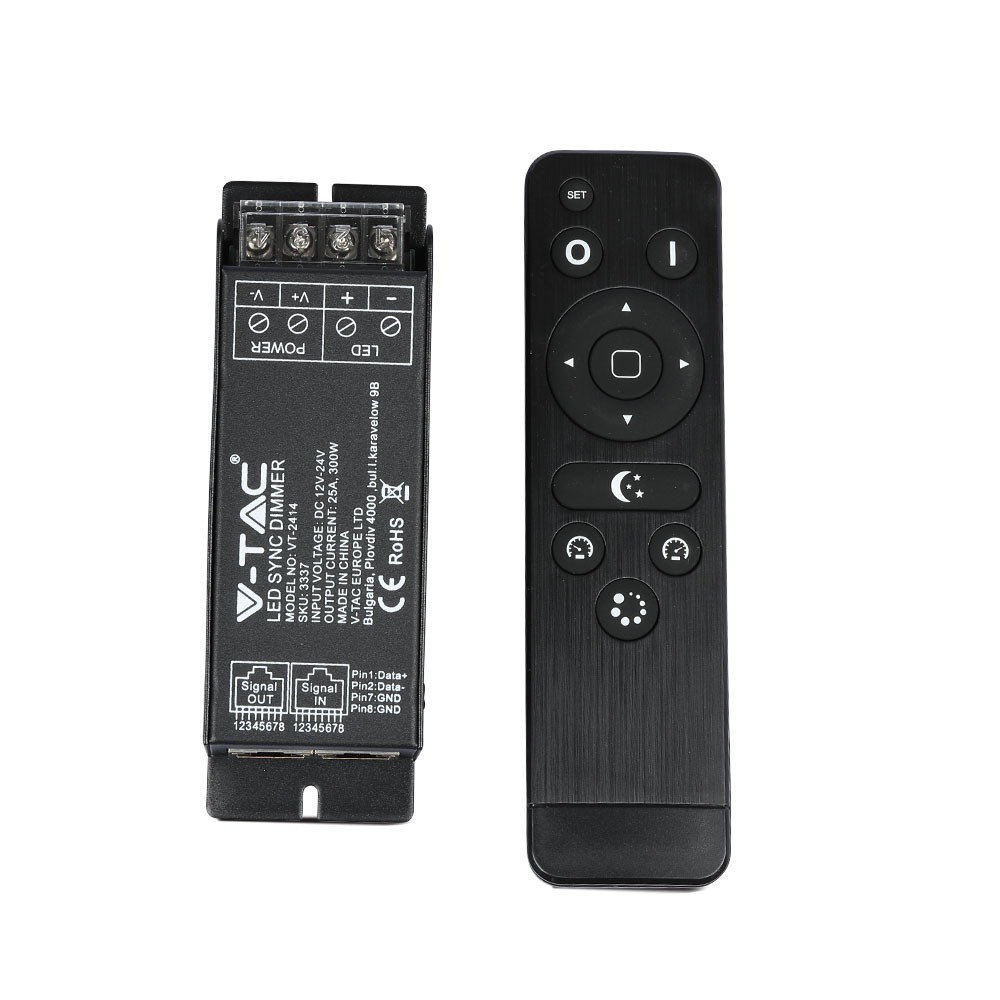 Led Lysdæmper Med Rf Fjernbetjening, 25a 12v 24v, Synkroniserbar, Hukommelsesfunktion, Ip20 fra V-tac