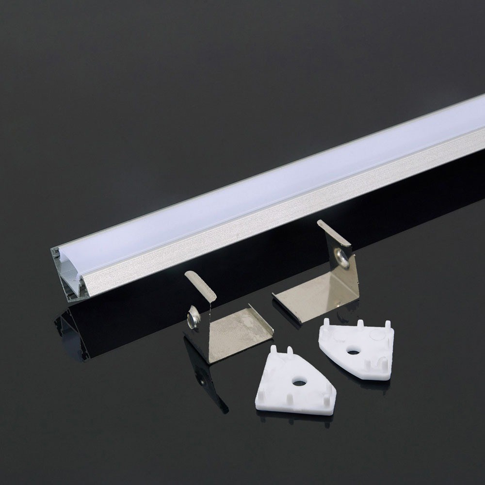 2m Hjørneprofil I Aluminium Til Led Strips, Sort   Inkl. Mælkehvidt Cover, 19x19mm, Ip20 Indendørs fra V-tac